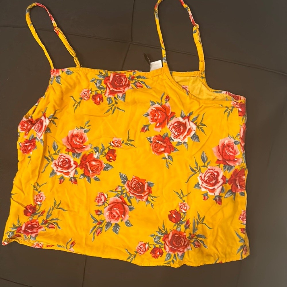 Yellow Floral Loose Tank Top